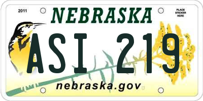 NE license plate ASI219