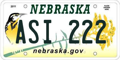 NE license plate ASI222