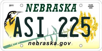 NE license plate ASI225