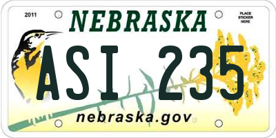 NE license plate ASI235