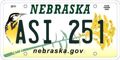 NE license plate ASI251