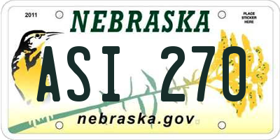 NE license plate ASI270