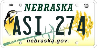 NE license plate ASI274