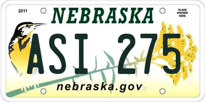 NE license plate ASI275