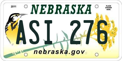 NE license plate ASI276