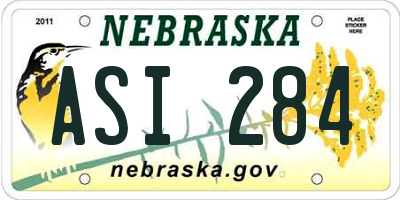 NE license plate ASI284