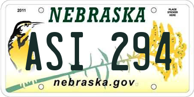 NE license plate ASI294