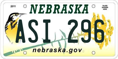 NE license plate ASI296