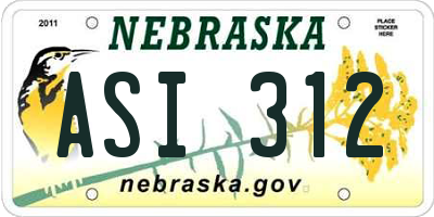 NE license plate ASI312