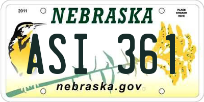 NE license plate ASI361