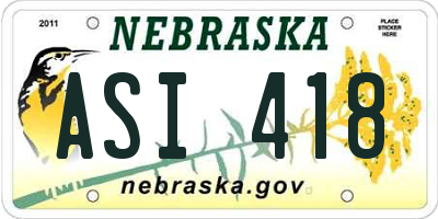 NE license plate ASI418