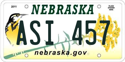 NE license plate ASI457