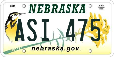 NE license plate ASI475
