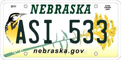 NE license plate ASI533