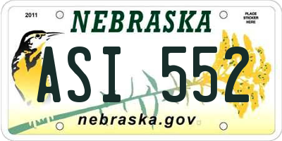NE license plate ASI552