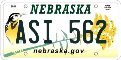 NE license plate ASI562