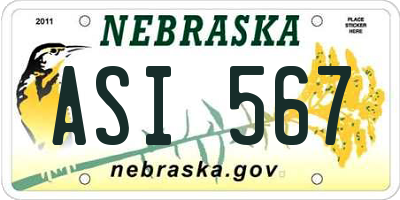 NE license plate ASI567