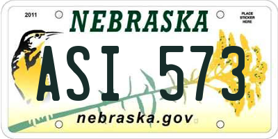 NE license plate ASI573