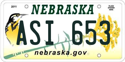 NE license plate ASI653