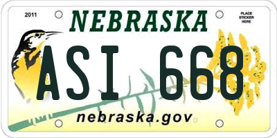 NE license plate ASI668