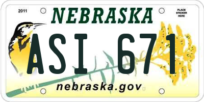 NE license plate ASI671
