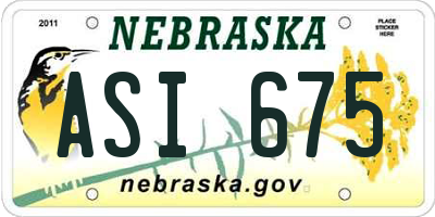 NE license plate ASI675