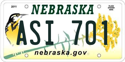 NE license plate ASI701