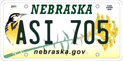 NE license plate ASI705