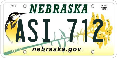 NE license plate ASI712