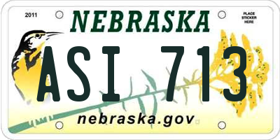 NE license plate ASI713