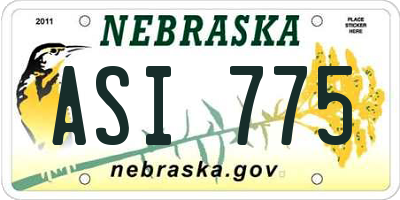NE license plate ASI775