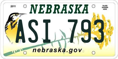 NE license plate ASI793