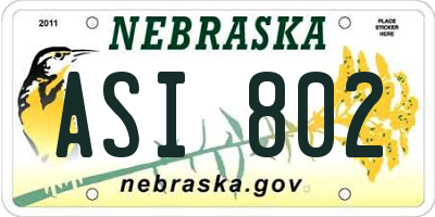 NE license plate ASI802