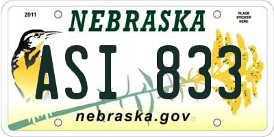 NE license plate ASI833