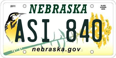 NE license plate ASI840