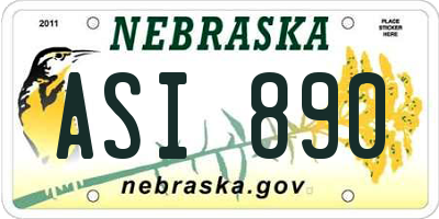 NE license plate ASI890