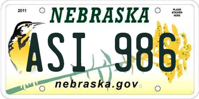NE license plate ASI986