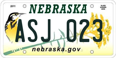 NE license plate ASJ023