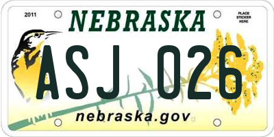 NE license plate ASJ026
