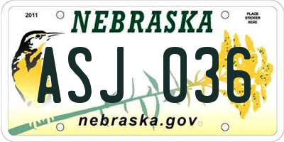 NE license plate ASJ036