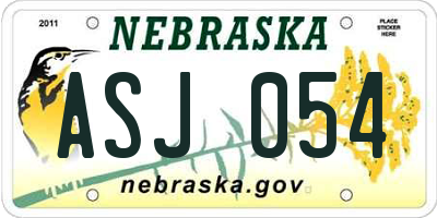 NE license plate ASJ054