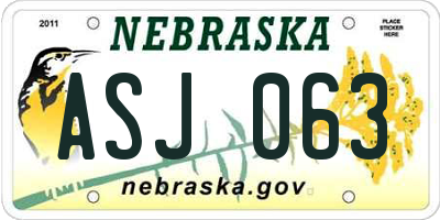 NE license plate ASJ063