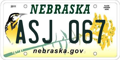 NE license plate ASJ067