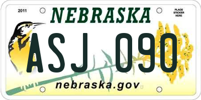 NE license plate ASJ090