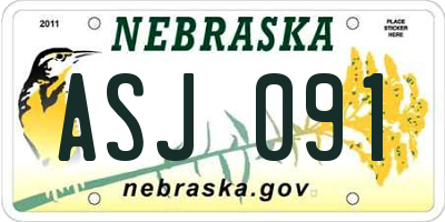 NE license plate ASJ091