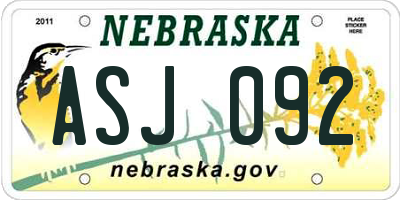 NE license plate ASJ092