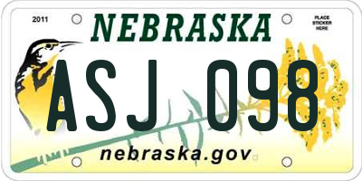 NE license plate ASJ098
