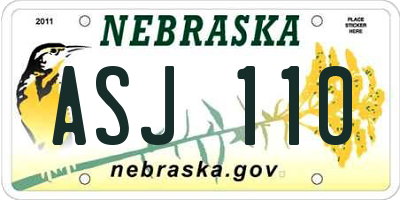 NE license plate ASJ110