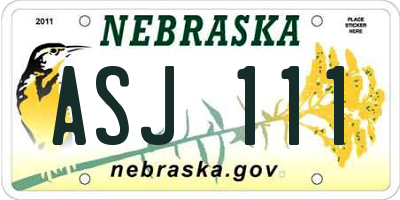 NE license plate ASJ111