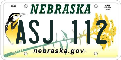 NE license plate ASJ112